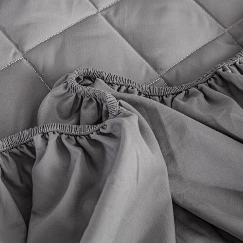 2x Grey 138cm Wide Mattress Cover Thick Quilted Stretchable Bed Spread Sheet Protector with Pillow Covers - Image 6