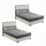 2x Grey 153cm Wide Mattress Cover Thick Quilted Stretchable Bed Spread Sheet Protector with Pillow Covers
