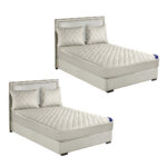 2x White 153cm Wide Mattress Cover Thick Quilted Stretchable Bed Spread Sheet Protector with Pillow Covers