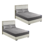 2x Grey 183cm Wide Mattress Cover Thick Quilted Stretchable Bed Spread Sheet Protector with Pillow Covers