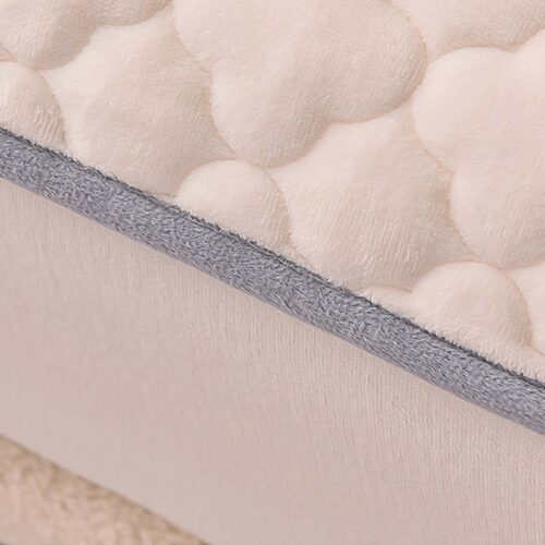 2x Beige 138cm Wide Mattress Cover Thick Quilted Fleece Stretchable Clover Bed Spread Sheet Protector with Pillow Covers - Image 8
