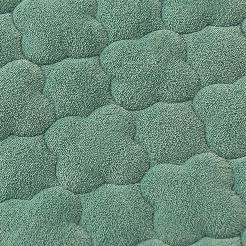 2x Green 183cm Wide Mattress Cover Thick Quilted Fleece Stretchable Clover Bed Spread Sheet Protector with Pillow Covers - Image 9