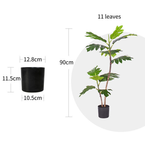 90cm 2-Artificial Natural Green Split-Leaf Philodendron Tree Fake Tropical Indoor Plant Decor - Image 2