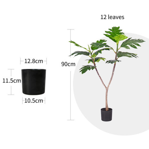90cm Artificial Natural Green Split-Leaf Philodendron Tree Fake Tropical Indoor Plant Decor - Image 2