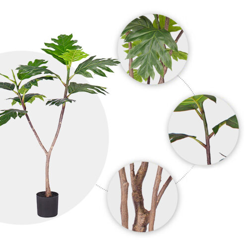 90cm Artificial Natural Green Split-Leaf Philodendron Tree Fake Tropical Indoor Plant Decor - Image 4