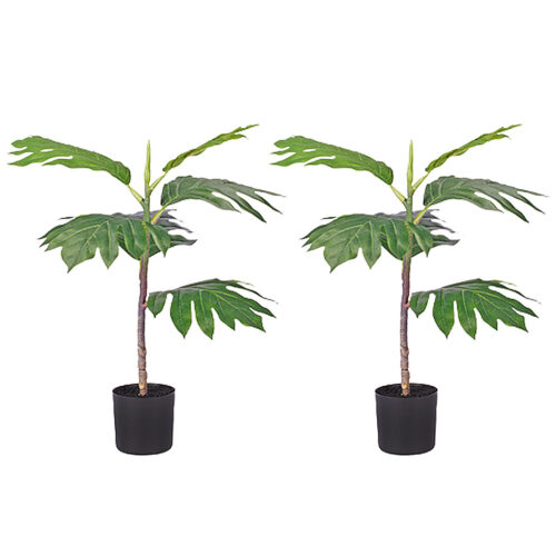 2x 60cm Artificial Natural Green Split-Leaf Philodendron Tree Fake Tropical Indoor Plant Decor