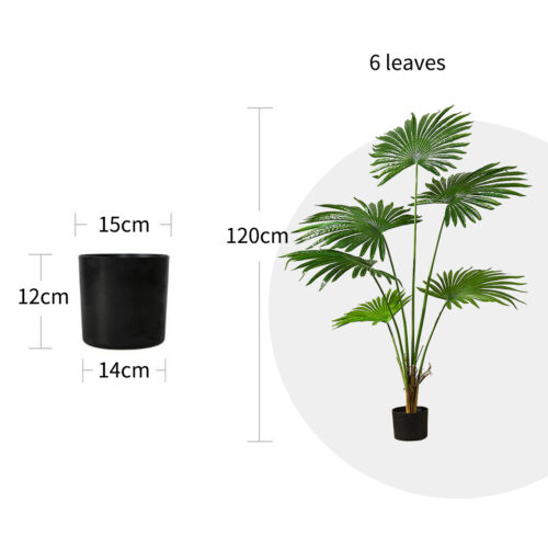 120cm Artificial Natural Green Fan Palm Tree Fake Tropical Indoor Plant Decor - Image 2