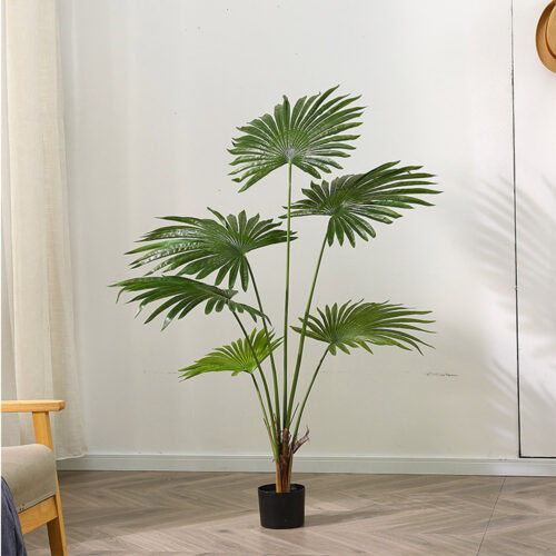 120cm Artificial Natural Green Fan Palm Tree Fake Tropical Indoor Plant Decor - Image 3