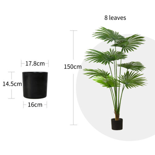 150cm Artificial Natural Green Fan Palm Tree Fake Tropical Indoor Plant Decor - Image 2