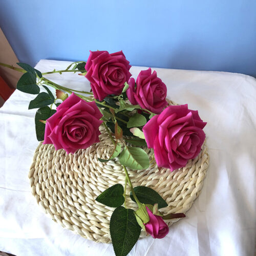 8 Bunch Artificial Silk Rose 5 Heads Flower Fake Bridal Bouquet Table Decor Pink - Image 3