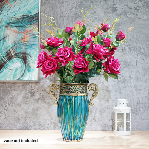 8 Bunch Artificial Silk Rose 5 Heads Flower Fake Bridal Bouquet Table Decor Pink - Image 4