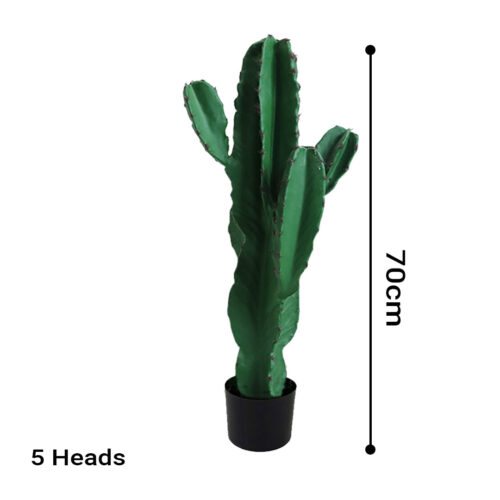2x 70cm Green Artificial Indoor Cactus Tree Fake Plant Simulation Decorative 5 Heads - Image 2