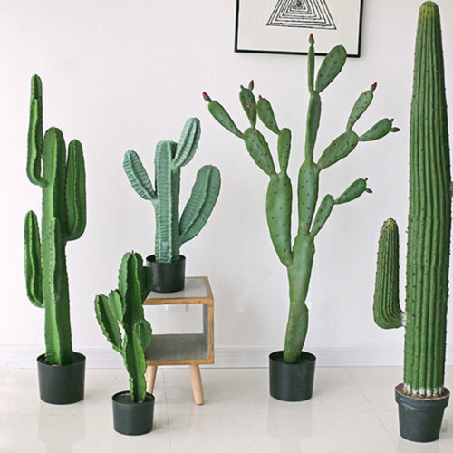 2x 70cm Green Artificial Indoor Cactus Tree Fake Plant Simulation Decorative 5 Heads - Image 6