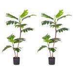 2x 90cm 2-Artificial Natural Green Split-Leaf Philodendron Tree Fake Tropical Indoor Plant Decor