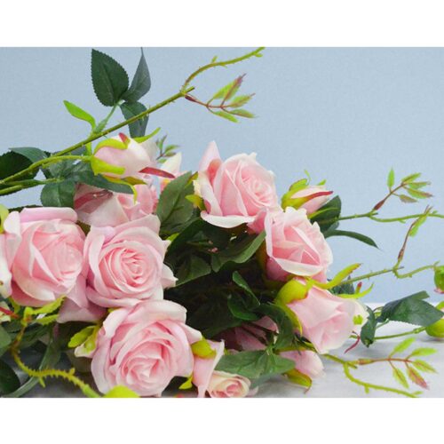 12pcs Artificial Silk Flower Fake Rose Bouquet Table Decor Pink - Image 8