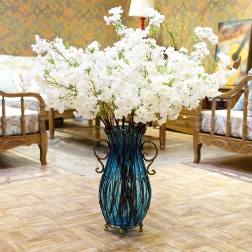 10X Artificial Silk Flower Fake Cherry Blossom Bouquet Table Decor White - Image 9
