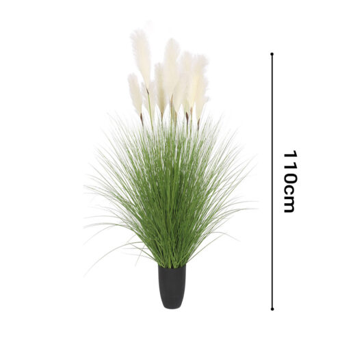 110cm Artificial Indoor Potted Reed Bulrush Grass Tree Fake Plant Simulation Decorative - Image 2