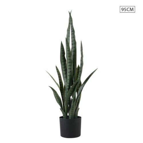 95cm Sansevieria Snake Artificial Plants with Black Plastic Planter Greenery Decor