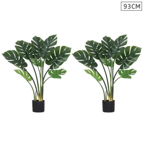 2x 93cm Artificial Indoor Potted Turtle Back Fake Decoration Tree Flower Pot Plant