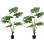 2x 120cm Artificial Natural Green Fan Palm Tree Fake Tropical Indoor Plant Decor