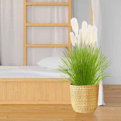 137cm Potted Tall Silk Fake Pampas Grass Artificial Plants Reed Greenery Flowers Decor - Image 4