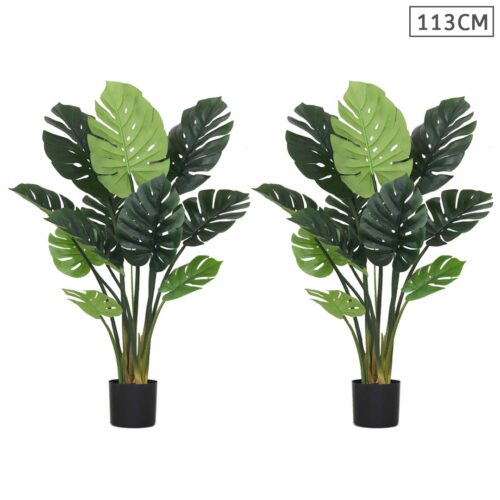 2x 113cm Artificial Indoor Potted Turtle Back Fake Decoration Tree Flower Pot Plant