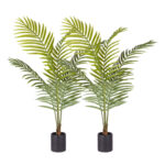 2x 120cm Green Artificial Indoor Rogue Areca Palm Tree Fake Tropical Plant Decor