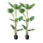 2x 175cm Tropical Monstera Palm Artificial Plant Tree Real Touch Technology with UV Protection