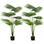 2x 150cm Artificial Natural Green Fan Palm Tree Fake Tropical Indoor Plant Decor