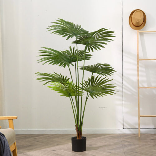 2x 150cm Artificial Natural Green Fan Palm Tree Fake Tropical Indoor Plant Decor - Image 3