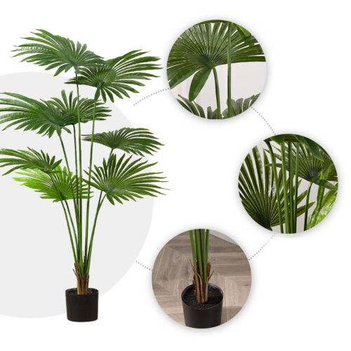 2x 150cm Artificial Natural Green Fan Palm Tree Fake Tropical Indoor Plant Decor - Image 4