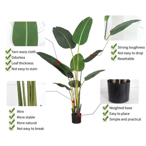 2x 160cm Artificial Green Indoor Traveler Banana Fake Decoration Tree Flower Pot Plant - Image 7