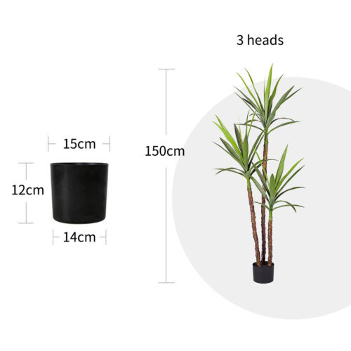 2x 150cm Artificial Natural Green Dracaena Yucca Tree Fake Tropical Indoor Plant Decor - Image 2