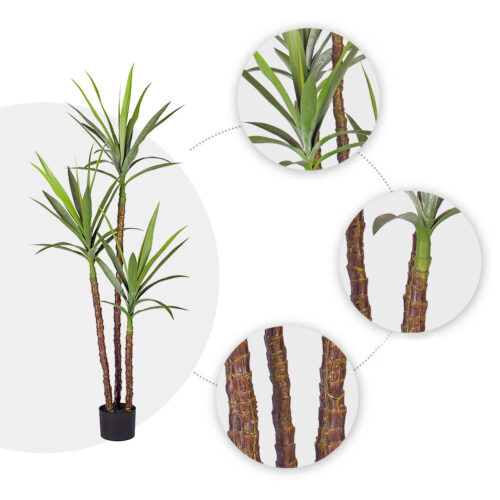 2x 150cm Artificial Natural Green Dracaena Yucca Tree Fake Tropical Indoor Plant Decor - Image 4