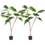 2x 120cm Artificial Natural Green Split-Leaf Philodendron Tree Fake Tropical Indoor Plant Decor