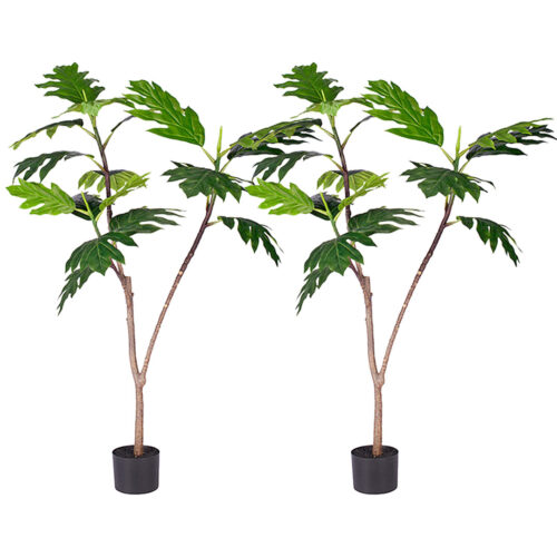 2x 120cm Artificial Natural Green Split-Leaf Philodendron Tree Fake Tropical Indoor Plant Decor