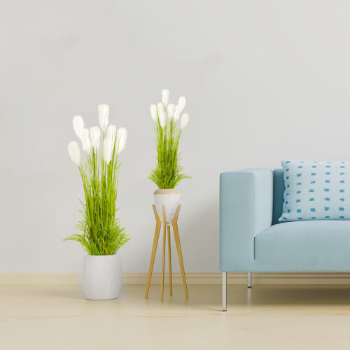 2x 120cm Nearly Natural Plume Grass Artificial Plant - Image 7