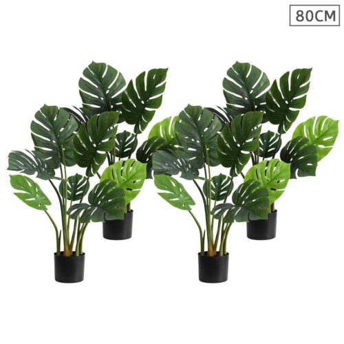 4x 80cm Artificial Indoor Potted Turtle Back Fake Decoration Tree Flower Pot Plant