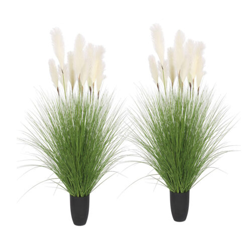 2x 110cm Artificial Indoor Potted Reed Bulrush Grass Tree Fake Plant Simulation Decorative