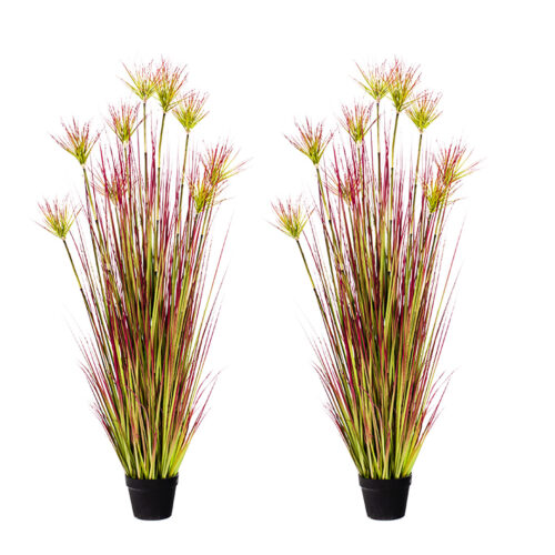 2x 150cm Purple-Red Artificial Indoor Potted Papyrus Plant Tree Fake Simulation Decorative