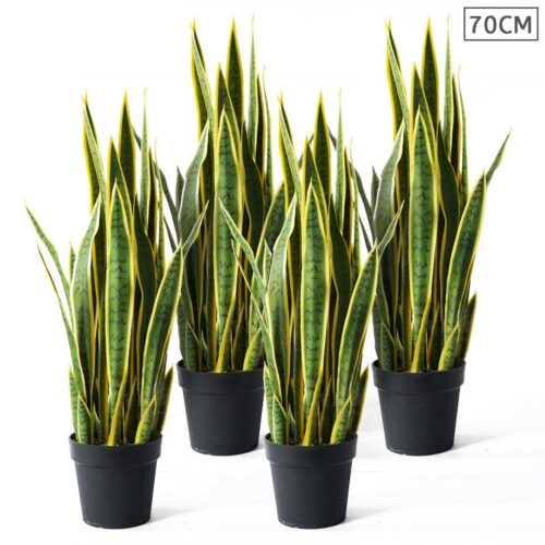 4x 70cm Artificial Indoor Yellow Edge Tiger Piran Fake Decoration Tree Flower Pot Plant