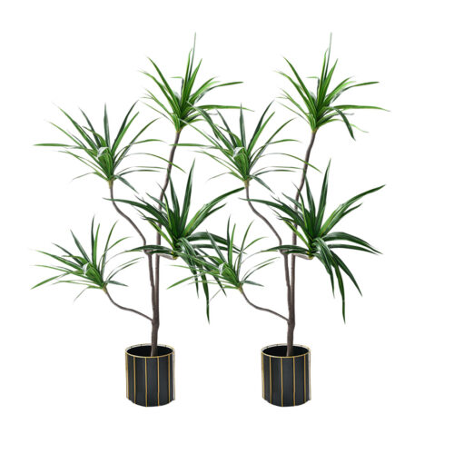 2x 180cm Realistic Artificial Dracaena Rubberised Silk Cloth Iron Wire Decor
