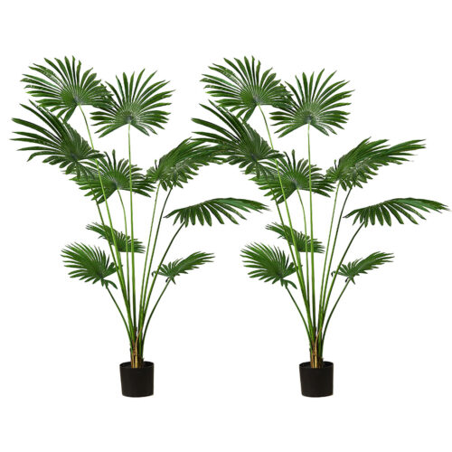 2x 180cm Artificial Natural Green Fan Palm Tree Fake Tropical Indoor Plant Decor