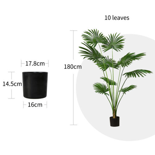 2x 180cm Artificial Natural Green Fan Palm Tree Fake Tropical Indoor Plant Decor - Image 2