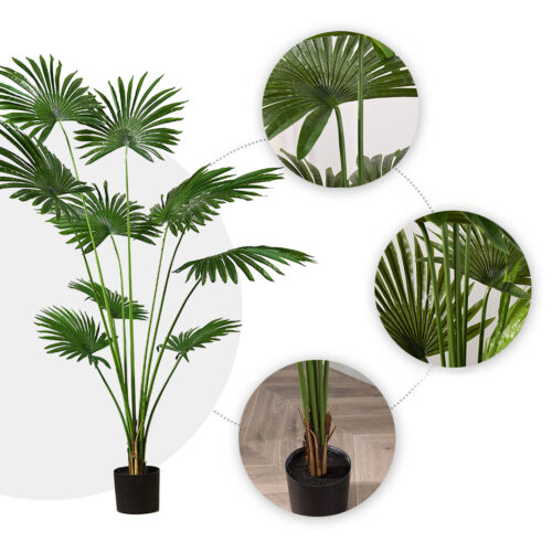 2x 180cm Artificial Natural Green Fan Palm Tree Fake Tropical Indoor Plant Decor - Image 4