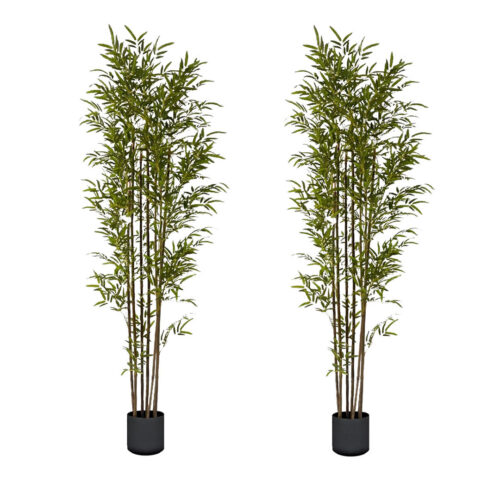 2x 210cm Lucky Bamboo Tree Bambusa Vulgaris Artificial Plant 7 Branches Home Accent Decor