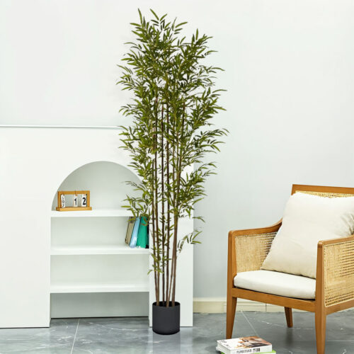 2x 210cm Lucky Bamboo Tree Bambusa Vulgaris Artificial Plant 7 Branches Home Accent Decor - Image 3