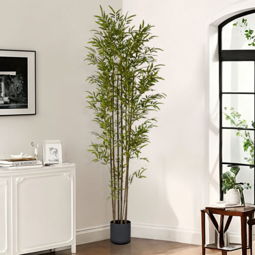 2x 210cm Lucky Bamboo Tree Bambusa Vulgaris Artificial Plant 7 Branches Home Accent Decor - Image 5