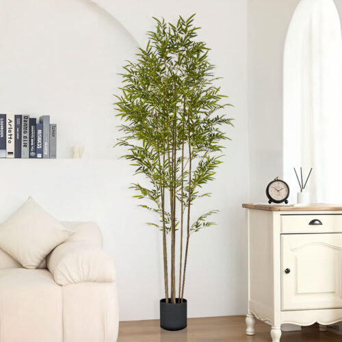 2x 240cm Lucky Bamboo Tree Bambusa Vulgaris Artificial Plant 7 Branches Home Accent Decor - Image 2
