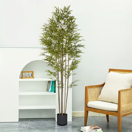 2x 240cm Lucky Bamboo Tree Bambusa Vulgaris Artificial Plant 7 Branches Home Accent Decor - Image 3